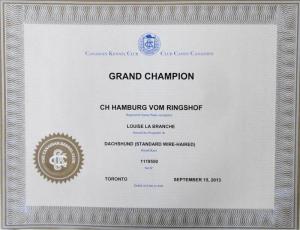 GCH Hamburg vom Ringshof FC I nach Franka FCI  und Doktor von Rominten FCI